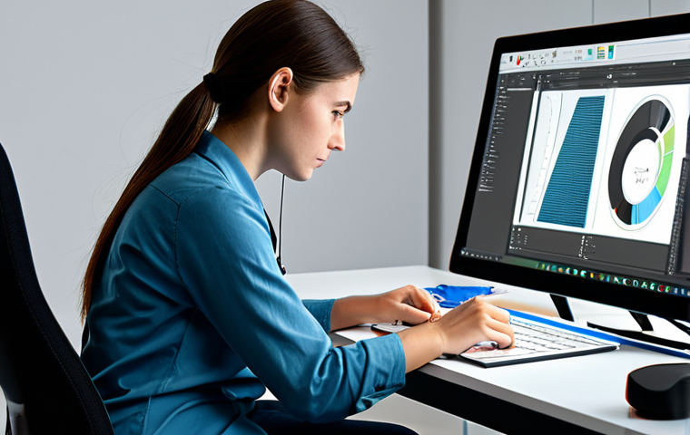 A professional female digital artist, fully clothed in comfortable, modest studio attire, intently drawing on a large screen graphic tablet. Her workspace is a clean, modern digital art studio with a second monitor displaying reference images. She holds a stylus with perfect anatomy and proper finger count, her gaze focused on the tablet screen. The scene emphasizes an ergonomic setup, with a comfortable chair and well-organized desk. The overall mood is focused and productive. safe for work, appropriate content, professional, family-friendly, correct proportions, natural pose, well-formed hands.
