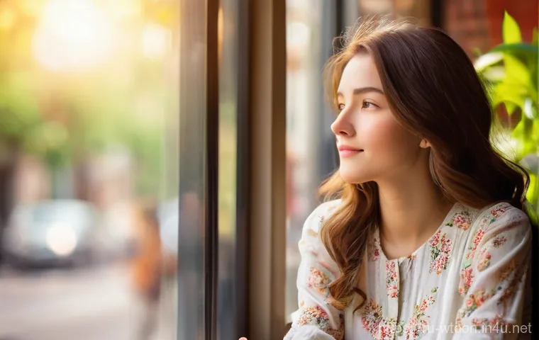 웹툰작가가 알고 있어야 할 시장 데이터 - **Prompt 1: "A young woman, approximately 20 years old, with long, wavy brown hair, is sitting by a ...