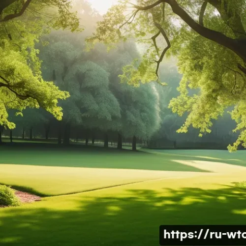 웹툰작가의 색감 연습 비법 - A serene park scene at early morning dawn, showcasing a diverse range of natural greens—from soft ol...