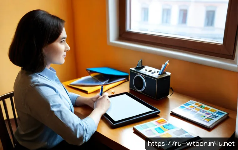 Home 17 웹툰작가 인터뷰 시 준비할 질문 - Photorealistic editorial scene of a Russian entertainment journalist preparing for an interview with...